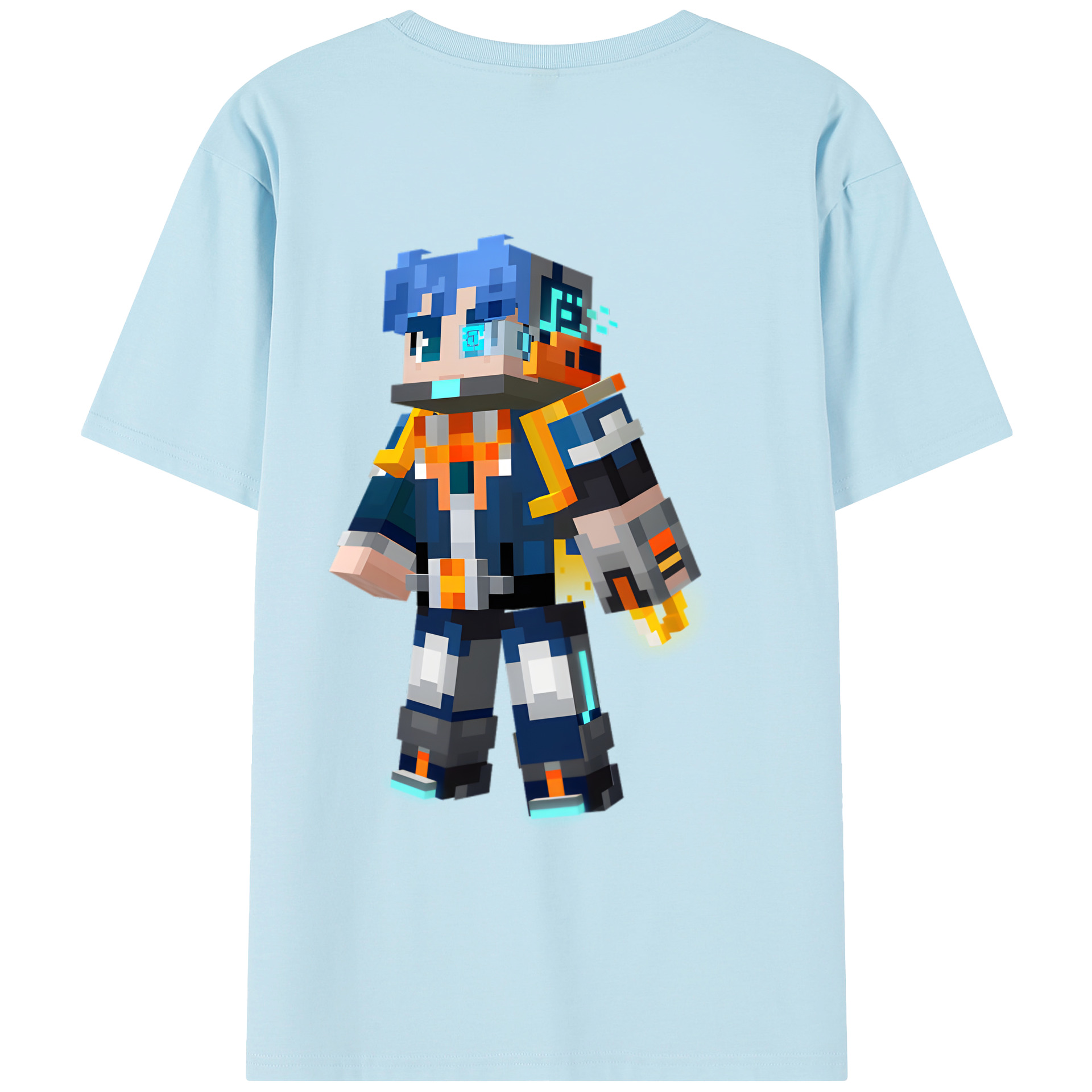 （画像用） マインクラフト ブロックの世界 Minecraft MC Block world 綿100％半袖Tシャツ（背面プリント）